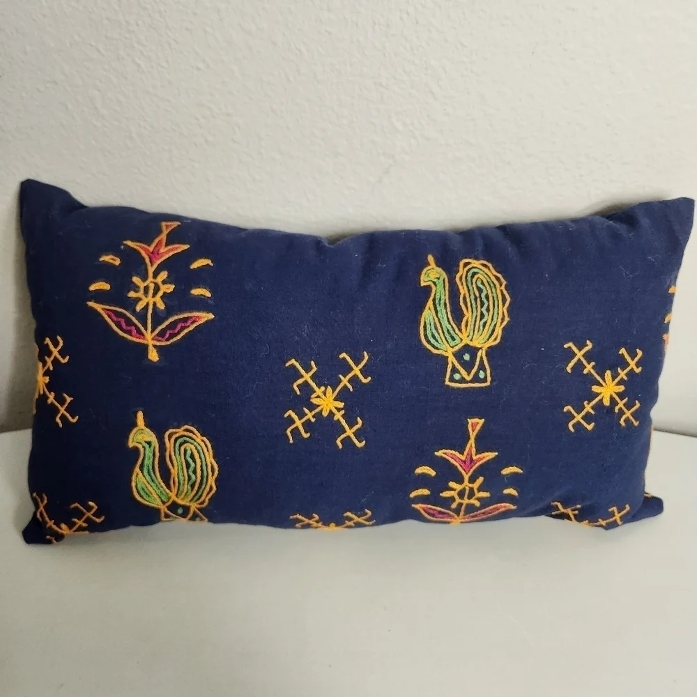Handcrafted Boho Embroidered Repurposed Fabric Set of Pillows
